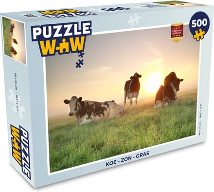Puzzel Koe - Zon - Gras - Legpuzzel - Puzzel 500 stukjes