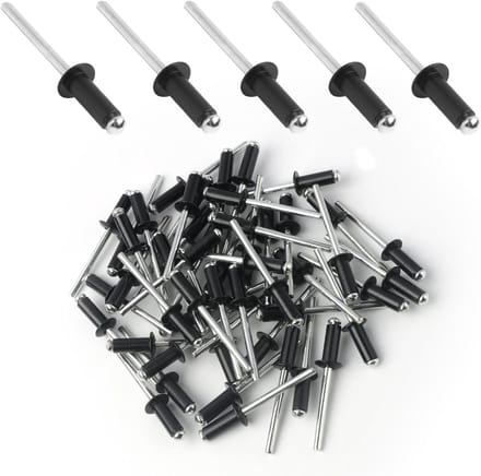 Aluminium Blindklinknagels - Popnagels - Bouw Assemblage - Grote Flens - 4.8x12mm - Zwart
