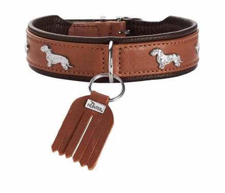 Hunter Teckel Halsband München Cognac Maat 32