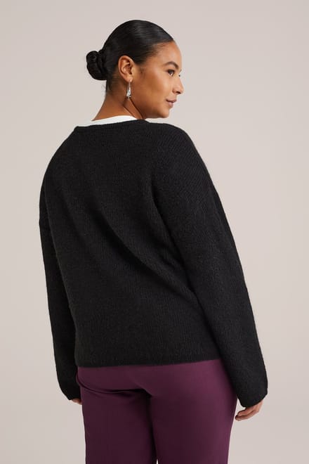 WE Fashion Dames gebreid vest met structuur - Curve