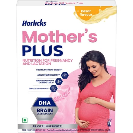 Horlicks Mother's Plus Kesar 400 G BIB 20 Sachets Hoge Eiwitten Zwangerschap Lactatie Voeding DHA