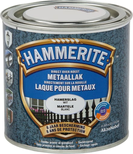 Hammerite - Metaallak Hamerslag - Wit - 0,25 L