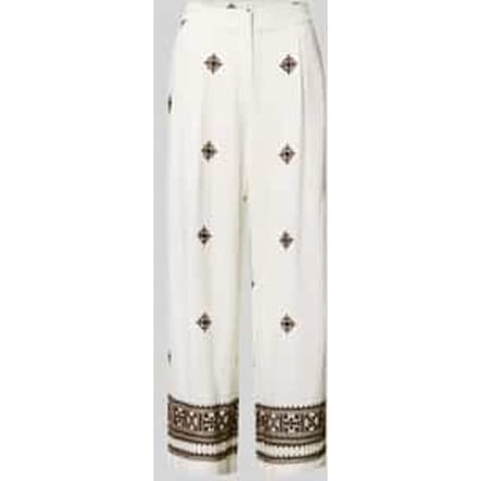 Broek van mix van viscose en linnen met stitchings