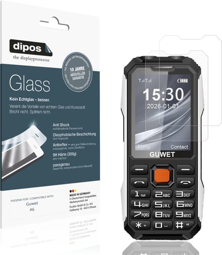 dipos – 2x Matte Pantserfolie geschikt voor Guwet A6 | 9H Screenprotector