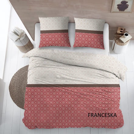 Sleepnight Dekbedovertrek Flanel Franceska - 140 x 200/220 cm + 1 kussensloop - [Rood]