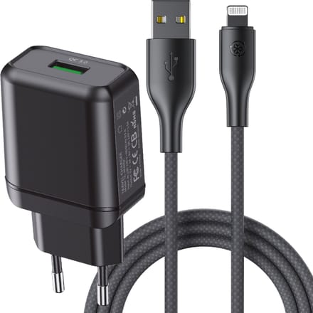 Usb adapter 5V/3A + Geschikt voor iPhone kabel 3m - Usb-A naar Lightning - Oplader geschikt voor iPhone 14 / 13 / 12 / 11 / X
