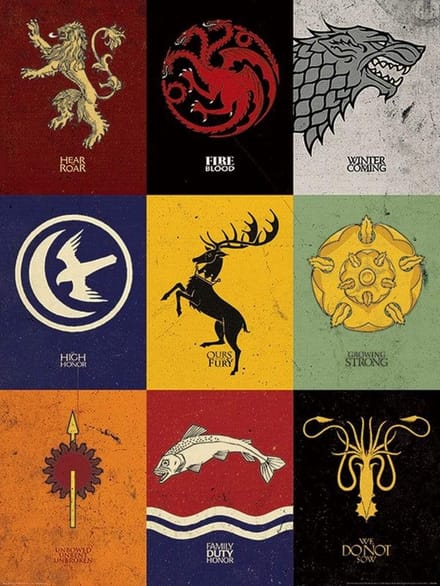 Kunstdruk Game of Thrones - Sigils 60x80cm