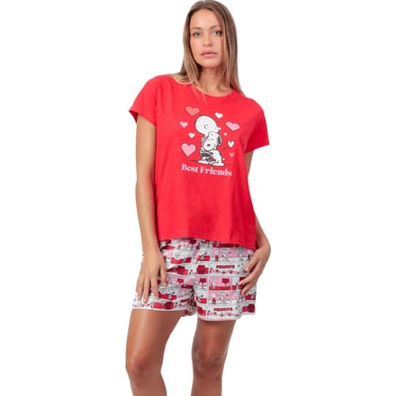 Pyjama-sets Admas Pyjamashort t-shirt Love Valentijn Peanuts