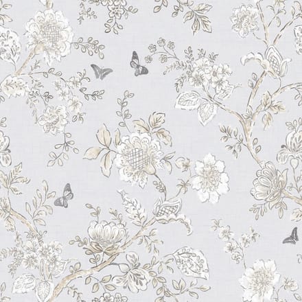 Homestyle - Behangpapier - Bloemen - Behang - Grijs / Blauw - 0,53 x 10 M.
