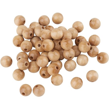 Houten kralen, Ø 10 mm, ca. 50 stuks - Natuur