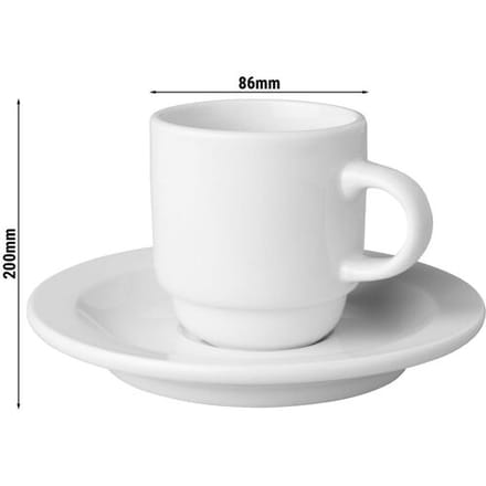 GGM Gastro (24 stuks) Budgetline - Kop en schotel Mammoet - 14cl - Wit wit