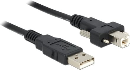 USB naar USB-B kabel met schroeven - USB2.0 - tot 2A / zwart - 2 meter