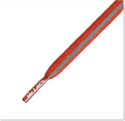 Mr.Lacy Flatties Reflective - sneaker veters met reflecterende strook - Party time! - Rood 130cm lang plat ca 1cm breed