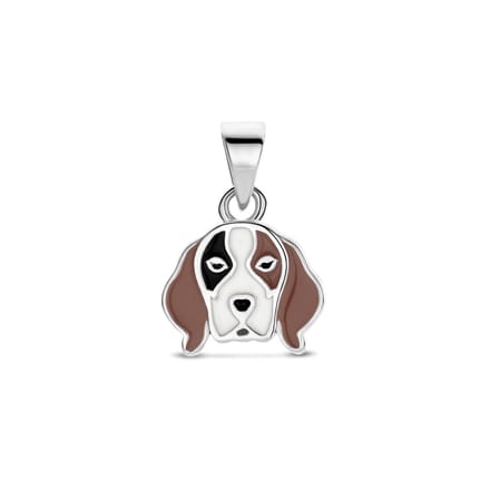 Zilveren gerhodineerde hanger hond 14 mm - 1341901