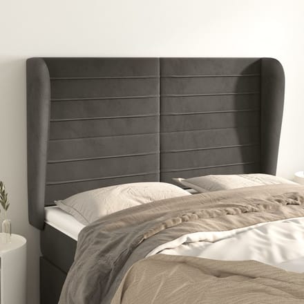 vidaXL - Hoofdbord - met - randen - 147x23x118/128 - cm - fluweel - donkergrijs