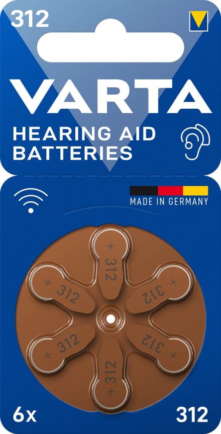 VARTA Hearing aid batteries 312 PR41 (zinc air Button cell 1.45V) 6-pack