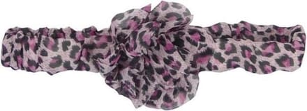 Haarsoires Haarband Bloem - Panterprint – Zwart Roze