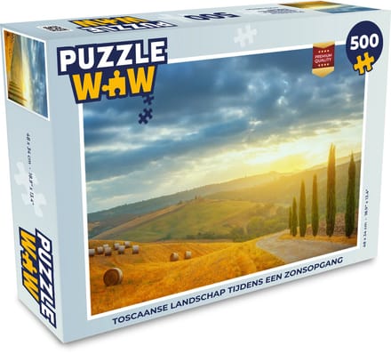 Puzzel Toscane - Hooibalen - Zon - Legpuzzel - Puzzel 500 stukjes