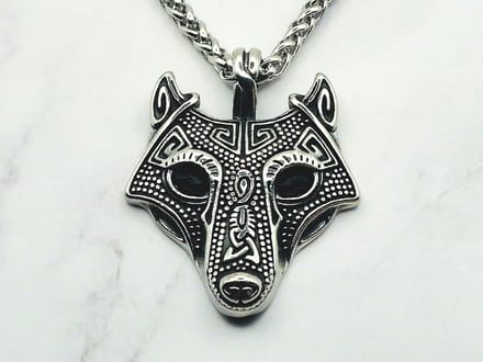 Mei's - Wolf Amulet - ketting heren - Viking - RVS zilver - 70 cm