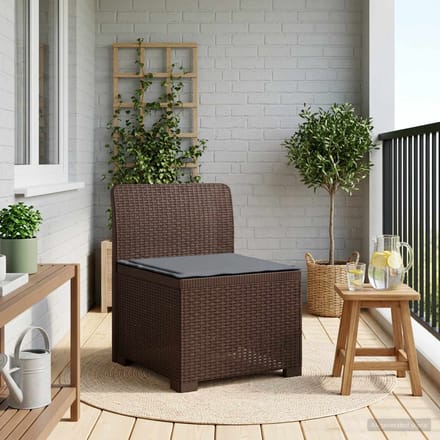 vidaXL - Eén-zits - Tuin - Sofa - met - Kussen - Rieten - Look - PP - Bruin
