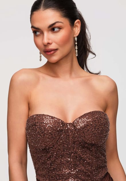 LARICA Jurk - Slim Fit - Rits - Effen Bruin S