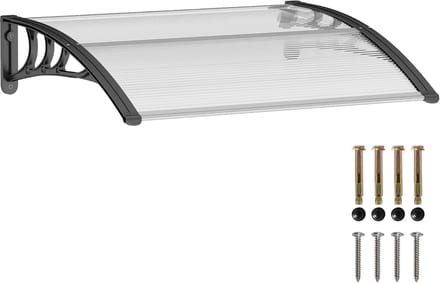 Deurluifel Polycarbonaat - Regenkap - Entree Bescherming - UV-bestendig Transparant - 100 x 75 cm - Zwart Frame