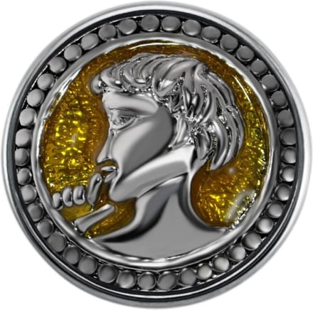 Quiges - Dames Click Button Drukknoop 18mm Portret Geel - EBCM104