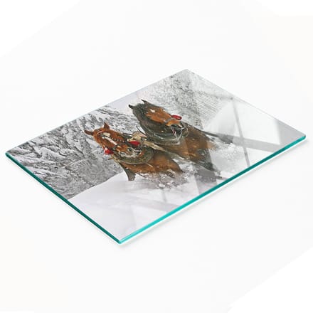 Glazen snijplank met afbeelding van een sleetocht, 80x52 cm