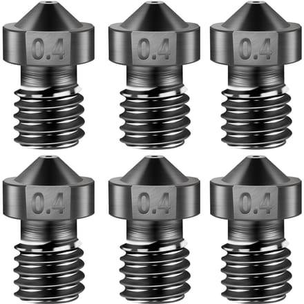 Pièces d'imprimante 3D, buse en acier trempé, 1.75mm 0.4mm, résistante aux hautes températures pour 1.75mm 6pcs black