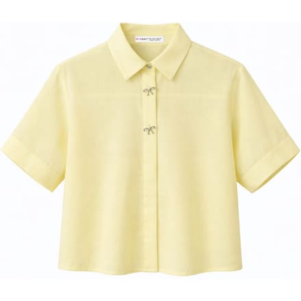 Korte Mouw Cropped Shirt met Stenen Accessoires