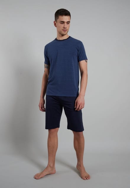 Ceceba Bamboo Heren Shortama - Blauw - Gestreept