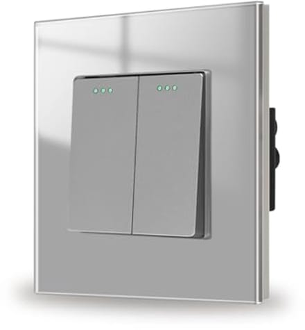 Inbouw Lichtschakelaar 2-voudig 1-weg Glas Grijs 86x86 mm