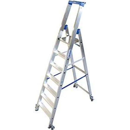 Aluminium trapladder, verrijdbaar, 7 treden