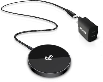 Qi2 Oplader met Dual usb C Adapter - 45w - Snellader - Magnetisch - Geschikt voor Apple MagSafe - Draadloze Oplader