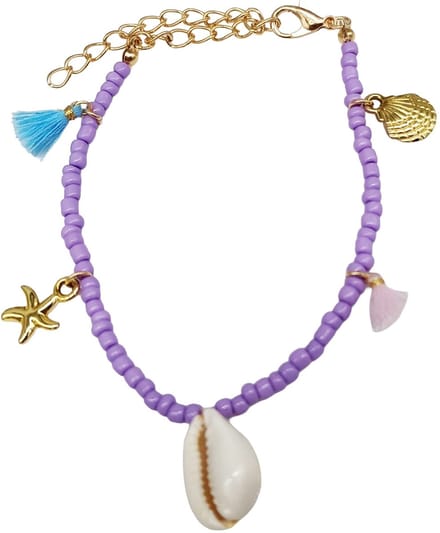 Armband - enkelbandje - paars - verstelbaar 17-24 cm
