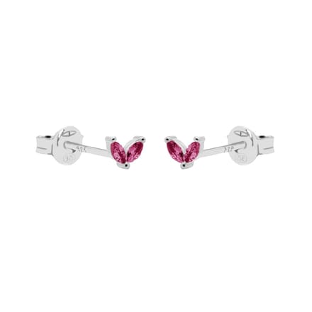 Karma Oorknoppen Tiny Double Leaves Ruby