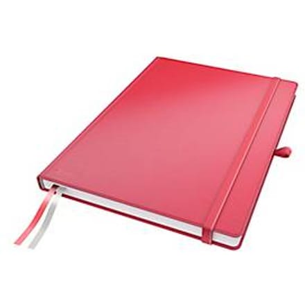 Leitz Complete notitieboek, A4-formaat, 80 geruite vellen, gebonden met harde kaft, lederlook, FSC®-gecertificeerd, rood