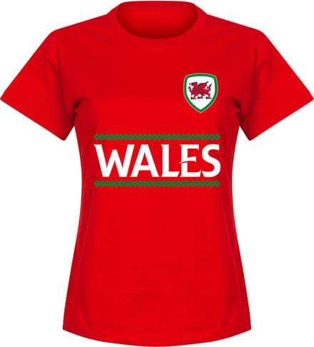 Wales Reliëf Dames Team T-Shirt - Rood - M