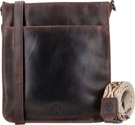 Hide & Stitches Next Navajo Schoudertas Dames - Handtas met telefoonvak - Tas van 100% Leder met ritssluiting - Donkerbruin