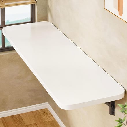 Klaptafel Wandmontage - Opklapbaar Bureau Eettafel - Ruimte Besparen - Compact Opvouwbaar Ontwerp - 100 x 20 cm - Wit