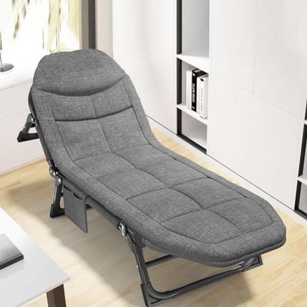 Opvouwbaar Bed - Veld Bed - Buiten Ontspannen - 6-voudig Verstelbaar - Medium - Grijs