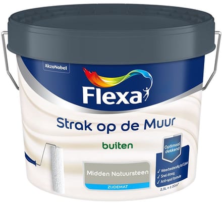 Flexa - Strak Op De Muur Buiten Zijdemat - Midden Natuursteen - Mengverf - 2,5 L