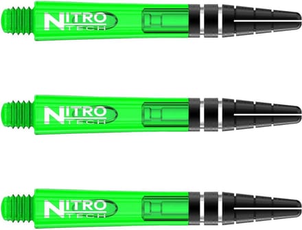 RED DRAGON - Nitrotech Groen Korte Dartschachten - 3 sets per pakket (9 stengels in totaal)