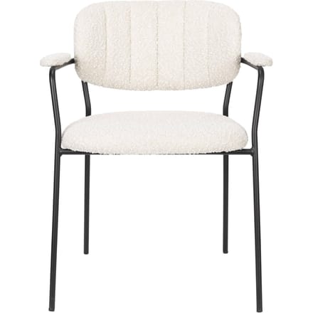 Housecraft Living Jolien Eetkamerstoelen Armleuning Zwart/Bouclé - Set van 2