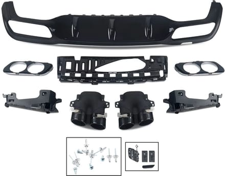 Diffuser Venom Tavien - Achterbumper Diffuser met Uitlaat Tips - Voor Mercedes E-Klasse W213 E300/E43 (2016-2020) - Zwart - Auto Accessoires