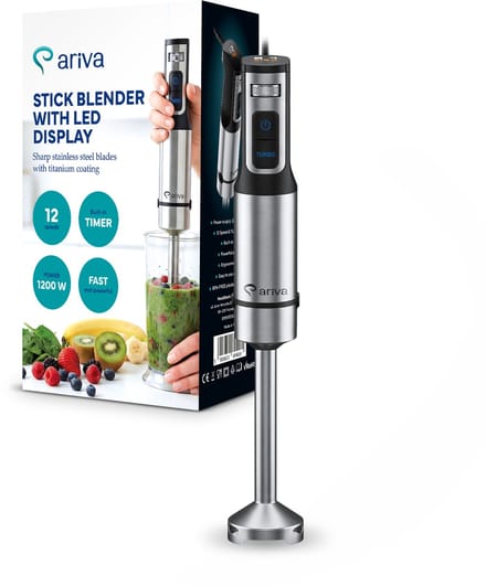ARIVA-Staafmixer-Led-display-1500W-Mixen, hakken, blenden-Titanium mes-Timer