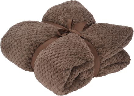 H&S Fleece deken/dekentje/plaid - polyester - taupe - 130 x 170 cm
