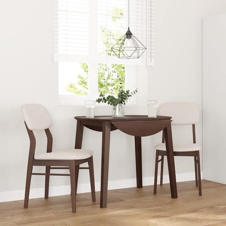 vidaXL - Eetkamerstoelen - met - kussens - 2 - st - massief - hout - rubber - bruin