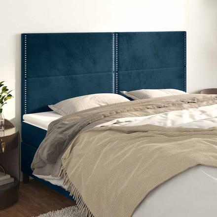 vidaXL Hoofdbord donkerblauw 200x5x118/128 cm fluweel