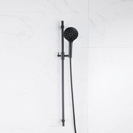FugaFlow Eccelente Acces glijstangset met ronde handdouche, metalen doucheslang mat zwart